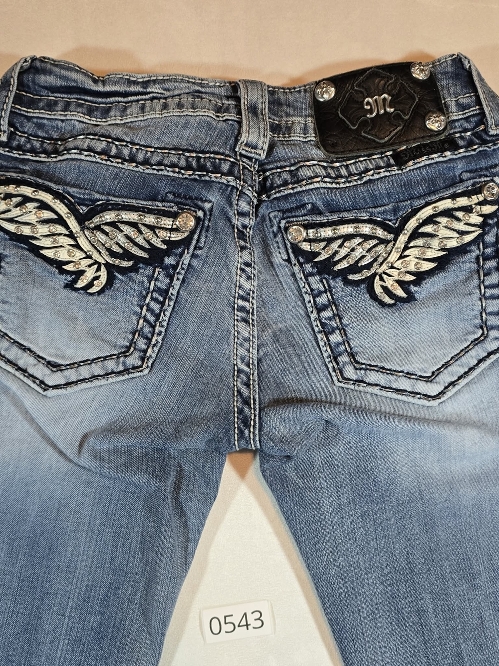 Miss Me Skinny Jeans Size 25 Angel Wing Rhinestone Embellished JP5855S2